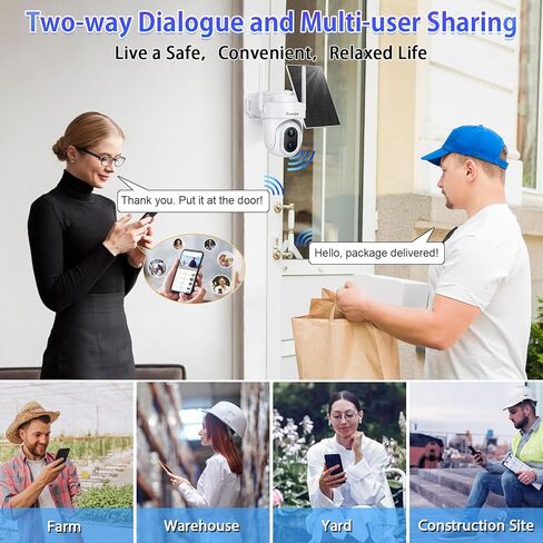 Upgraded 5MP WiFi Security Camera Outdoor System, 2K Solar Powered Security Camera Outside, Color Night Vision for Surveillance Home, 360°+110° Wide Angle, PIR Motion & AI Detect, 2-Way Talk Camera in Kuwait