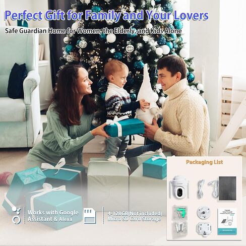 Upgraded 5MP WiFi Security Camera Outdoor System, 2K Solar Powered Security Camera Outside, Color Night Vision for Surveillance Home, 360°+110° Wide Angle, PIR Motion & AI Detect, 2-Way Talk Camera in Kuwait