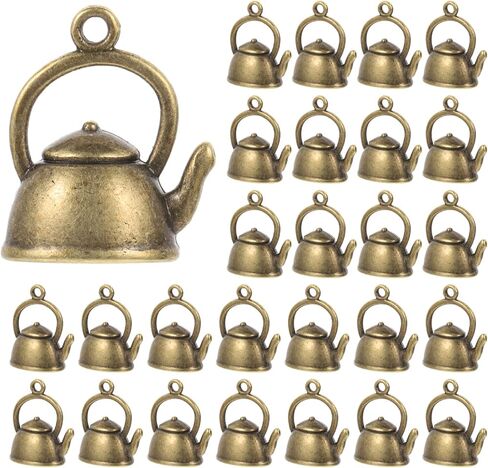 Yardwe 50pcs Metal Teapot Charms Ancient Silver Teapot Shape Pendant Kettle Figurine Tibetan Vintage Tea Kettle Charm Pendants for Jewelry Making Necklace Bracelet Earring Bulk in Saudi Arabia
