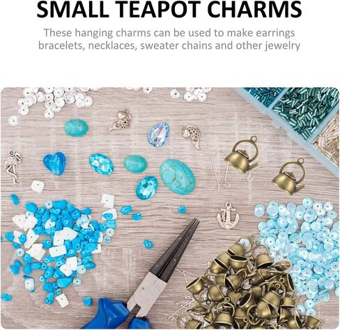 Yardwe 50pcs Metal Teapot Charms Ancient Silver Teapot Shape Pendant Kettle Figurine Tibetan Vintage Tea Kettle Charm Pendants for Jewelry Making Necklace Bracelet Earring Bulk in Saudi Arabia