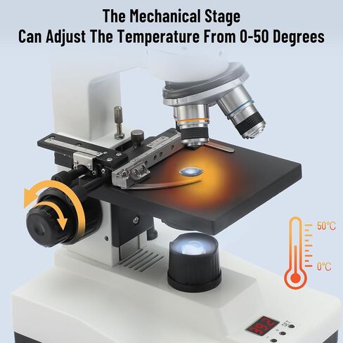 [درجة حرارة ثابتة] مجهر أحادي العين مركب ثنائي الرؤية من PRECIPETTE، تكبير 40X-2500X مع عدسة إلكترونية 5 ميجابكسل، شاشة LCD مقاس 7 بوصات، مرحلة ميكانيكية قابلة للتعديل، صندوق حمل من الألومنيوم in Kuwait