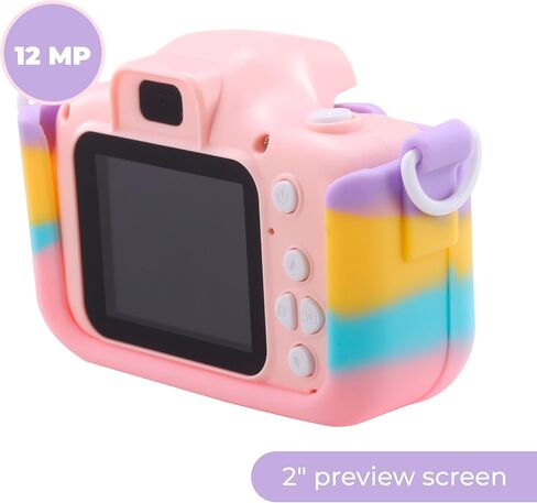 VIVITAR Kids Tech - شاشة كاميرا للأطفال مقاس 2 بوصة للحظات ممتعة - التقط صورًا بدقة 12 ميجابكسل، وتسجيل مقاطع فيديو عالية الدقة بدقة 1080 بكسل، وألعاب مدمجة، وحقيبة متينة مقاومة للسقوط، وقابلة لإعادة الشحن عبر USB لمتعة لا تتوقف in Kuwait