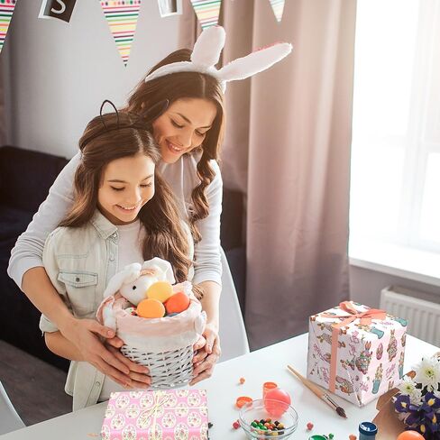 ورق تغليف عيد الفصح للأطفال من SaringSwoon - غلاف هدية مع حروف مرحبًا بعيد الفصح وتصميمات الأرنب والبيض والزهور والجنوم - 20 × 29 بوصة، 8 أوراق مطوية in Kuwait