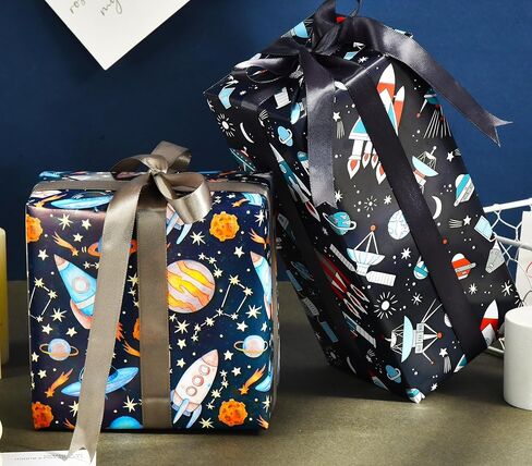 ورق تغليف الفضاء الخارجي من sikiweiter - ورق تغليف المجرة، 12 ورقة ورق تغليف عيد الميلاد للفتيان في عيد الميلاد وعطلة عيد الميلاد، 19.7 × 27.6 بوصة لكل ورقة in Kuwait