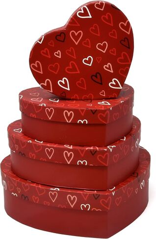 Gift Boutique Valentine's Day Heart Shaped Gift Boxes 4 Pack Red Valentine Hearts Treat Box with Lids Valentines Nesting Cardboard Box for Gift Giving Holiday Decorative Present Wrapping & Packaging in Saudi Arabia