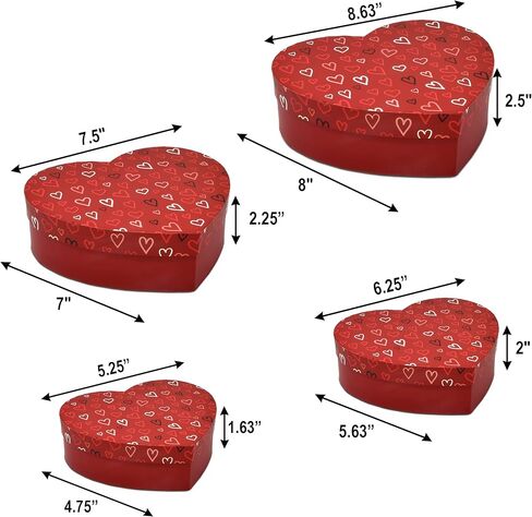 Gift Boutique Valentine's Day Heart Shaped Gift Boxes 4 Pack Red Valentine Hearts Treat Box with Lids Valentines Nesting Cardboard Box for Gift Giving Holiday Decorative Present Wrapping & Packaging in Saudi Arabia