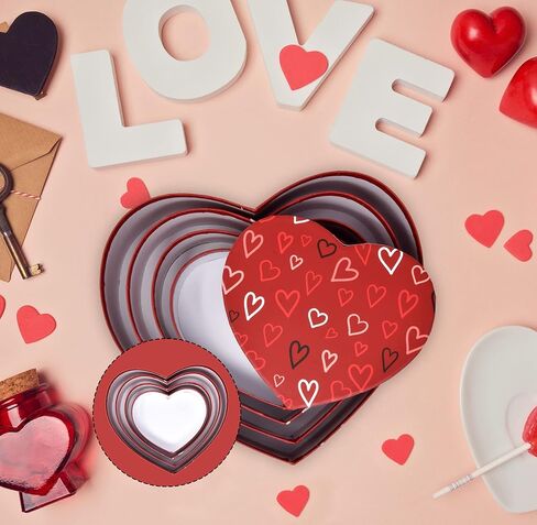 Gift Boutique Valentine's Day Heart Shaped Gift Boxes 4 Pack Red Valentine Hearts Treat Box with Lids Valentines Nesting Cardboard Box for Gift Giving Holiday Decorative Present Wrapping & Packaging in Saudi Arabia
