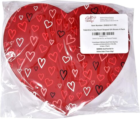 Gift Boutique Valentine's Day Heart Shaped Gift Boxes 4 Pack Red Valentine Hearts Treat Box with Lids Valentines Nesting Cardboard Box for Gift Giving Holiday Decorative Present Wrapping & Packaging in Saudi Arabia