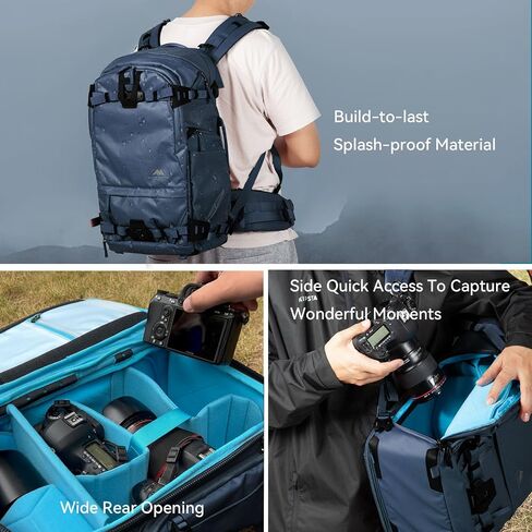 Tenzing 25L Camera Backpack with Rain Cover for Photographers 14 inch Laptop Compartment Waterproof Large Camera Bag for DSLR, SLR, Drone,Cameras, Batteries, Lenses,Tripod(Black) in Saudi Arabia