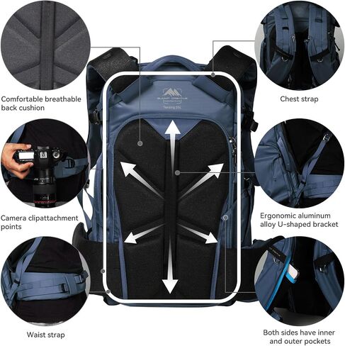 Tenzing 25L Camera Backpack with Rain Cover for Photographers 14 inch Laptop Compartment Waterproof Large Camera Bag for DSLR, SLR, Drone,Cameras, Batteries, Lenses,Tripod(Black) in Saudi Arabia