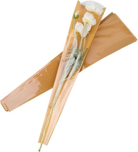 Framendino, 100 Pack Single Rose Clear Bags Flower Packaging Bag Floral Bouquet Wrapping Paper for Birthday Gift Valentines Day in Saudi Arabia
