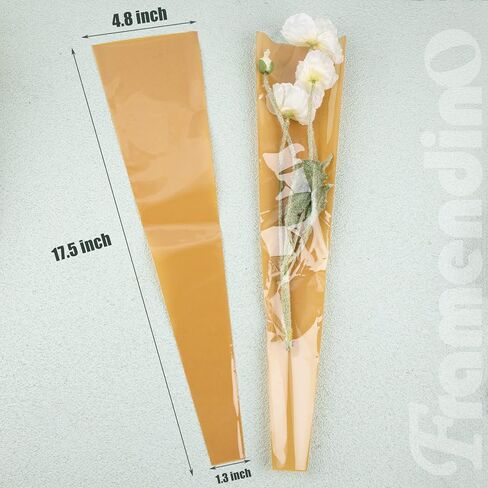 Framendino, 100 Pack Single Rose Clear Bags Flower Packaging Bag Floral Bouquet Wrapping Paper for Birthday Gift Valentines Day in Saudi Arabia