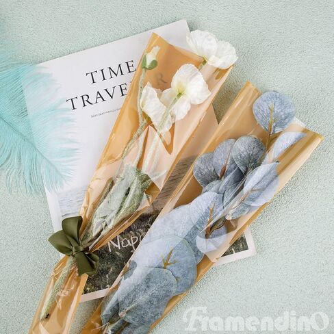 Framendino, 100 Pack Single Rose Clear Bags Flower Packaging Bag Floral Bouquet Wrapping Paper for Birthday Gift Valentines Day in Saudi Arabia