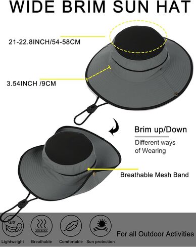 Wide Brim Sun Hat for Women and Men UPF 50+ Packable Mesh Beach Bucket Hats in Saudi Arabia