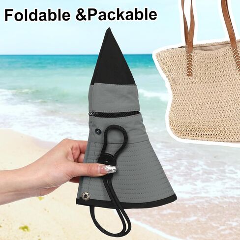 Wide Brim Sun Hat for Women and Men UPF 50+ Packable Mesh Beach Bucket Hats in Saudi Arabia