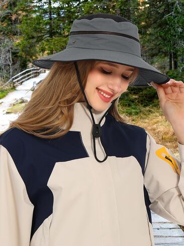 Wide Brim Sun Hat for Women and Men UPF 50+ Packable Mesh Beach Bucket Hats in Saudi Arabia