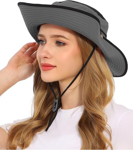 Wide Brim Sun Hat for Women and Men UPF 50+ Packable Mesh Beach Bucket Hats in Saudi Arabia