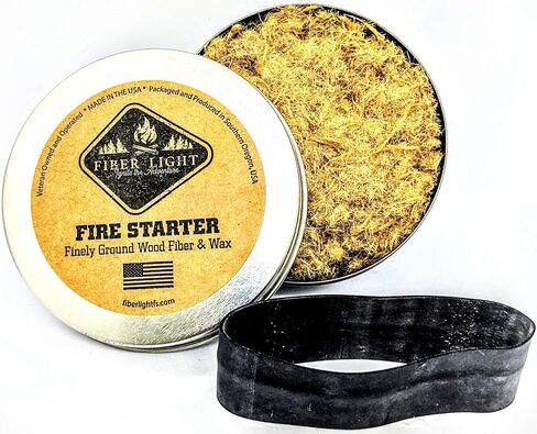 Fire Starter Natural Wood Fiber Tinder, Water Resistant, Survival Kit Camping Kit in Waterproof Tin in Saudi Arabia