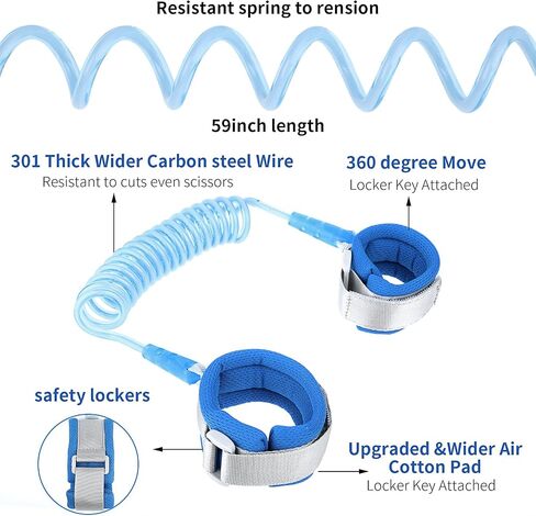 Toddler Safety Traction Rope Anti Lost Wrist Link for Toddler Reins Ages 2-4, 360° Rotate Toddler Walking Traveling Anti Lost Leash, Upgraded Kids Hand Harness for Toddlers, Babies & Kids in Saudi Arabia