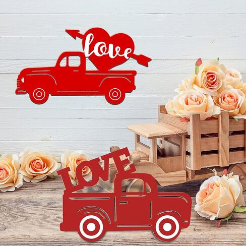 32 Pieces Valentines Day Truck Cutout Unfinished Wood Slices Holiday Unpainted Wooden Truck Cutout Door Hangers Truck Shape Cutout for Valentine Party Decorations DIY Art Crafts Painting Supplies in Saudi Arabia