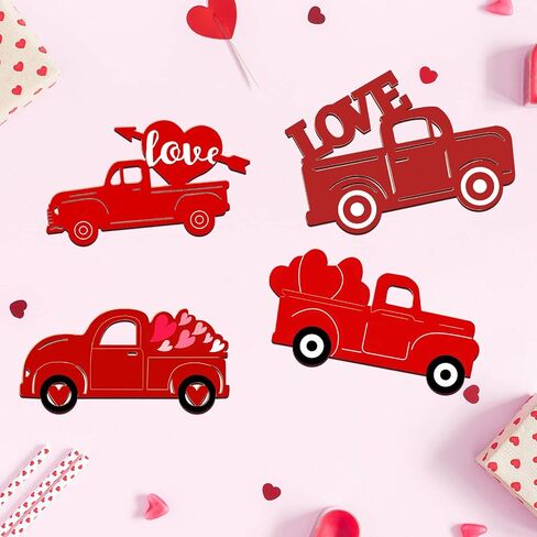 32 Pieces Valentines Day Truck Cutout Unfinished Wood Slices Holiday Unpainted Wooden Truck Cutout Door Hangers Truck Shape Cutout for Valentine Party Decorations DIY Art Crafts Painting Supplies in Saudi Arabia