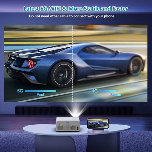 PANSEBA 5G WiFi Bluetooth Projector Built in DVD Player with Projector Screen, 10000 Lux Full HD Supported Mini Portable DVD Projector, Outdoor Movie Projector Compatible with Phone/TV Stick/HDMI in Saudi Arabia