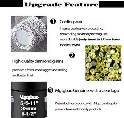 4 قطع من رؤوس المثقاب الأساسية الماسية الجافة من Mgtgbao، مجموعة منشار ثقب الماس لبلاط السيراميك والبورسلين وزجاج حجر الجرانيت مع خيط 5/8-11 بمقاس 1 بوصة (25 مم)، 1-1/4 بوصة (32 مم)، 1-1/2 "(38 ملم) مع ساق سداسية مقاس 3/8. in Kuwait
