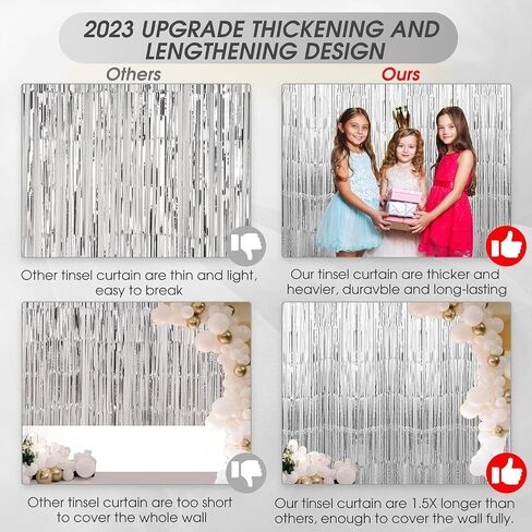 Fringe Backdrop for Birthday Party Decorations: 3 Pack 3.3ft x 9.9ft Tinsel Foil Fringe Streamers Curtains for Birthday Wedding valentines Engagement Graduation Day Bachelorette Party Decoration(Gold) in Saudi Arabia