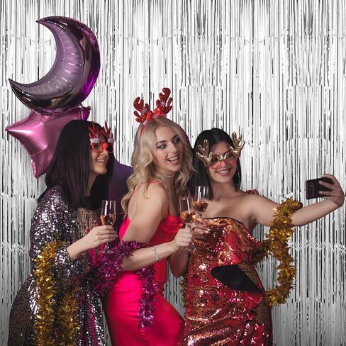 Fringe Backdrop for Birthday Party Decorations: 3 Pack 3.3ft x 9.9ft Tinsel Foil Fringe Streamers Curtains for Birthday Wedding valentines Engagement Graduation Day Bachelorette Party Decoration(Gold) in Saudi Arabia