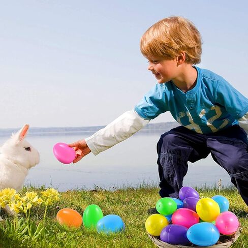 JOYIN 48 Pcs Prefilled Easter Eggs with Toys, filled Jumbo Easter Eggs, Pre Filled for Easter Basket Stuffers, Party Favors, Easter Egg Hunt, Classroom Events in Saudi Arabia