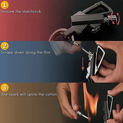 سلسلة مفاتيح متعددة الوظائف مع بادئ تطابق معدني من الصوان وفتاحة زجاجات، ولاعة كيروسين قابلة لإعادة الشحن، مناسبة كأفكار هدايا ومعدات إنقاذ في حالات الطوارئ (سلسلة مفاتيح معدنية) in Kuwait