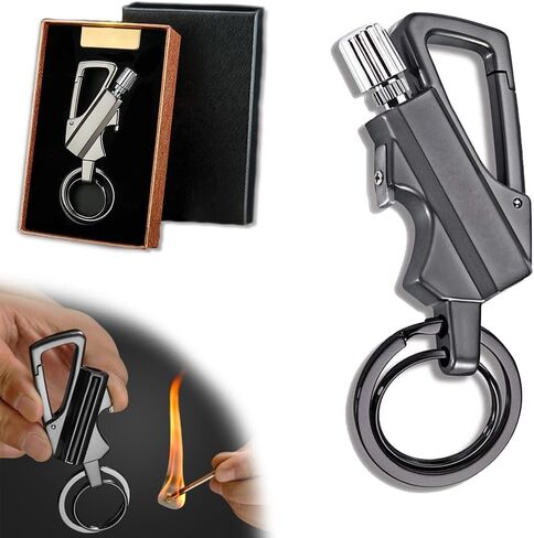 سلسلة مفاتيح متعددة الوظائف مع بادئ تطابق معدني من الصوان وفتاحة زجاجات، ولاعة كيروسين قابلة لإعادة الشحن، مناسبة كأفكار هدايا ومعدات إنقاذ في حالات الطوارئ (سلسلة مفاتيح معدنية) in Kuwait