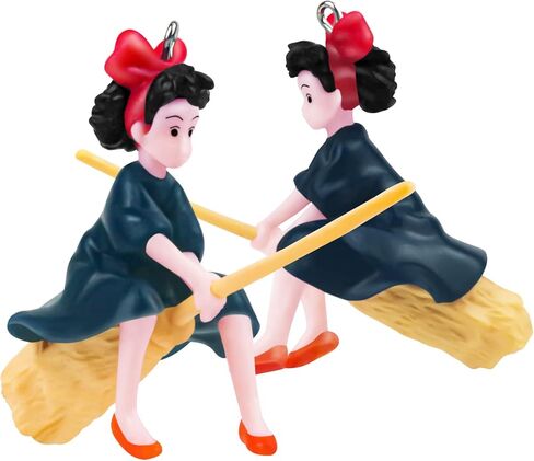 PSMILE 2 قطعة خزان الأسماك العائمة كيكي شخصية خدمة التوصيل مع كرة عائمة جميلة فتاة ساحرة صغيرة ديكورات خزان الأسماك لعبة الأسماك ديكور المناظر الطبيعية العائمة in Kuwait