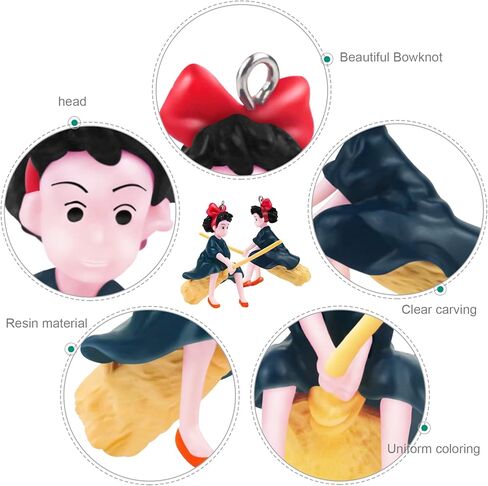 PSMILE 2 قطعة خزان الأسماك العائمة كيكي شخصية خدمة التوصيل مع كرة عائمة جميلة فتاة ساحرة صغيرة ديكورات خزان الأسماك لعبة الأسماك ديكور المناظر الطبيعية العائمة in Kuwait