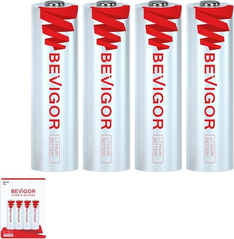 بطاريات BEVIGOR® Lithium AA 24 حزمة، بطارية AA طويلة الأمد بقدرة 1.5 فولت 3000 مللي أمبير في الساعة، بطاريات ليثيوم تدوم لمدة 20 عامًا للكاميرا الوامضة، المصباح اليدوي، الميكروفون، نظام الإنذار [غير قابلة لإعادة الشحن] in Kuwait