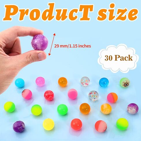 loccmat لعبة القط كرات نطاطة، 30 حزمة كرات لعبة القط، 1.15 بوصة كرة القط، كرات ملونة عالية كذاب للقطط، لعبة القط التفاعلية الكرة للداخلية، لعبة الكرة الحيوانات الأليفة لممارسة واللعب التفاعلي in Kuwait