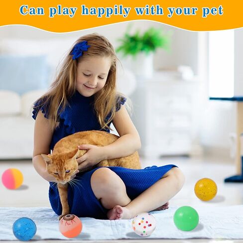 loccmat لعبة القط كرات نطاطة، 30 حزمة كرات لعبة القط، 1.15 بوصة كرة القط، كرات ملونة عالية كذاب للقطط، لعبة القط التفاعلية الكرة للداخلية، لعبة الكرة الحيوانات الأليفة لممارسة واللعب التفاعلي in Kuwait