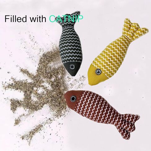 AixyZzz Catnip Toys for Cats Fish Toys Simulation Fish Realistic Fluffy Cat Nip Toys Interactive Kitten Chew Toys Set for Indoor Cats Teething Toys (3 Same) in Kuwait