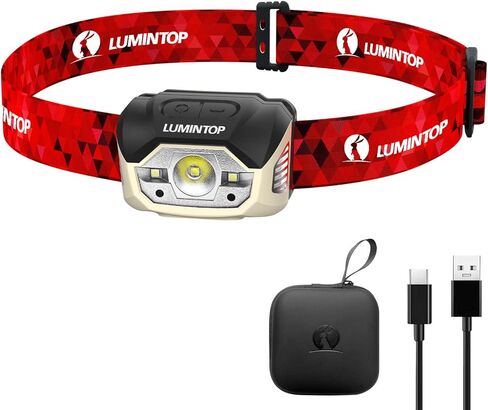 LUMINTOP BR1 LED Headlamp Rechargeable USB C 70 Hours Runtime 44 Lumens Motion Sensor Headlamp 5 Output Modes Waterproof IPX-5 Headlamp for Camping, Hiking, Night Running in Kuwait