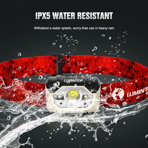 LUMINTOP BR1 LED Headlamp Rechargeable USB C 70 Hours Runtime 44 Lumens Motion Sensor Headlamp 5 Output Modes Waterproof IPX-5 Headlamp for Camping, Hiking, Night Running in Kuwait