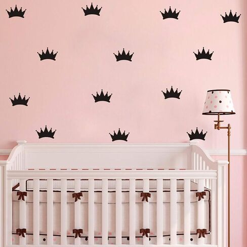 48 pcs/Set Girl Room Decor Sticker Princess Little Crown Wall Stickers Nursery Room Baby Room Wall Mural for Kids Art Vinyl Wall Mural (Gold) in Kuwait