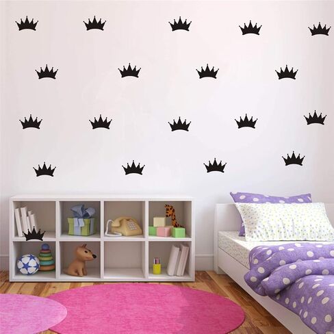 48 pcs/Set Girl Room Decor Sticker Princess Little Crown Wall Stickers Nursery Room Baby Room Wall Mural for Kids Art Vinyl Wall Mural (Gold) in Kuwait