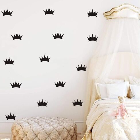 48 pcs/Set Girl Room Decor Sticker Princess Little Crown Wall Stickers Nursery Room Baby Room Wall Mural for Kids Art Vinyl Wall Mural (Gold) in Kuwait