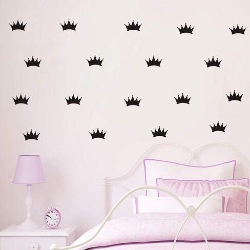 48 pcs/Set Girl Room Decor Sticker Princess Little Crown Wall Stickers Nursery Room Baby Room Wall Mural for Kids Art Vinyl Wall Mural (Gold) in Kuwait
