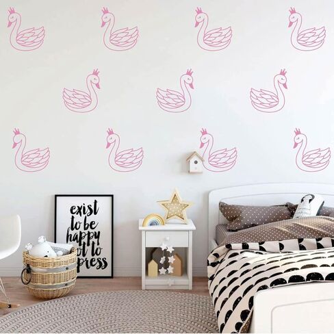Baby Nursery Wall Decals,Swan Wall Stickers for Kids Girls Bedroom DIY Swans Home Decor Murals BK008 (Black) in Kuwait