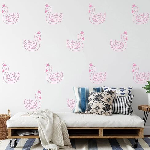 Baby Nursery Wall Decals,Swan Wall Stickers for Kids Girls Bedroom DIY Swans Home Decor Murals BK008 (Black) in Kuwait