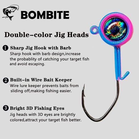 Crappie Jig Heads, 40packs Fishing Jig Heads Hooks Swimbait Jig Head 1/32oz 1/16oz 1/8 oz Fishing Jigs Heads for Crappie Bass Fishing in Kuwait
