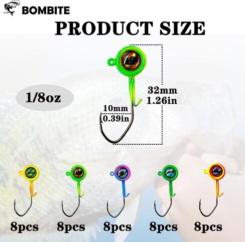 Crappie Jig Heads, 40packs Fishing Jig Heads Hooks Swimbait Jig Head 1/32oz 1/16oz 1/8 oz Fishing Jigs Heads for Crappie Bass Fishing in Kuwait