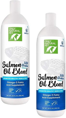 Only Natural Pet Wild Alaskan Salmon Oil for Dogs & Cats - Omega 3 & 6 Liquid Food Supplement for Pets - EPA & DHA Fish Oils, All Natural Joint Support, Promote Healthy Skin, Coat & Heart - 20 Fl Oz in Saudi Arabia