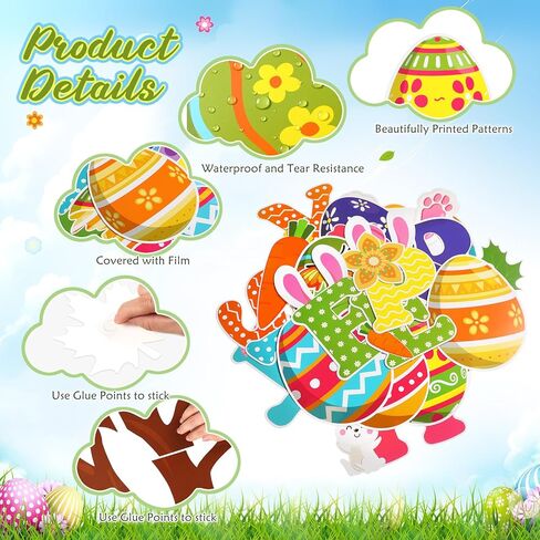 Pasimy Easter Bulletin Board Decorations Set Christian Easter Classroom Decorations Easter Bunny Egg Paper Cut Outs for School Nursery Spring Easter Birthday Party Supplies(Bunny) in Kuwait